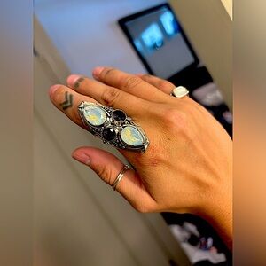 opalite & amtheyst sterling silver ring